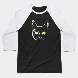 Cat face with yellow eyes Baseball T-Shirt